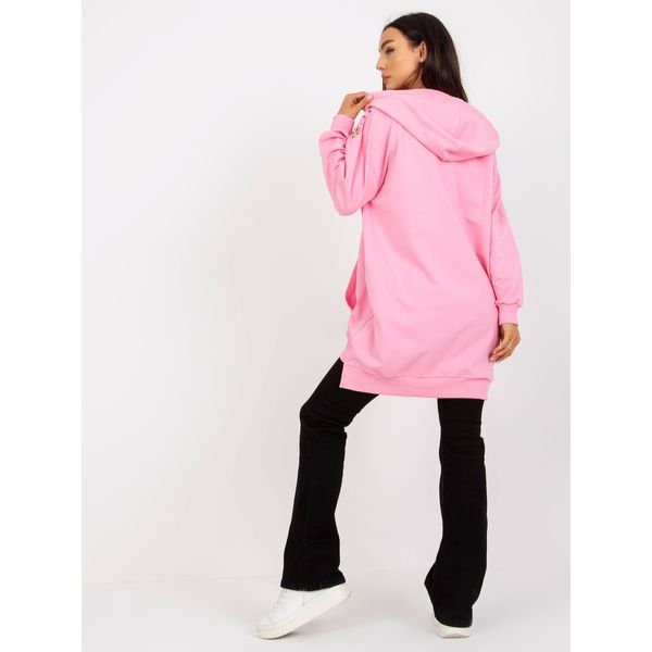 Fashionhunters RUE PARIS pink long zip hoodie