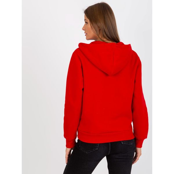 Fashionhunters RUE PARIS red zipped basic sweatshirt with hood