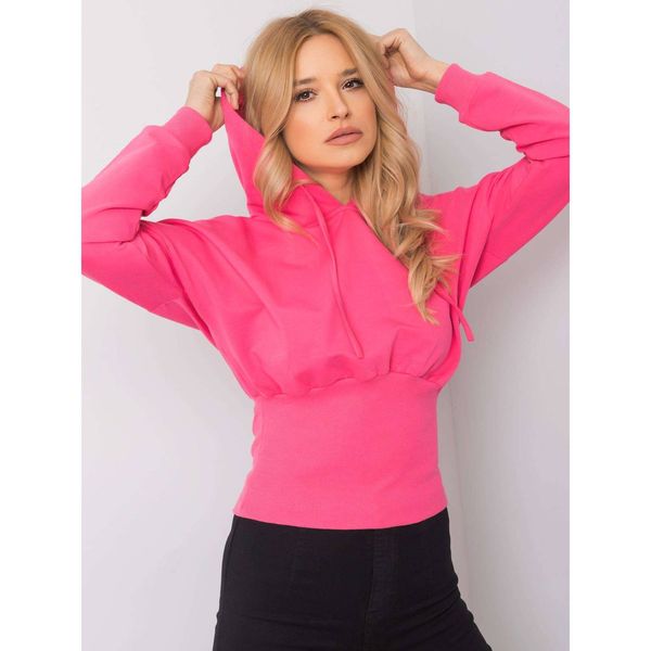 Fashionhunters RUE PARIS Różowa bluza z kapturem ze sznurkiem