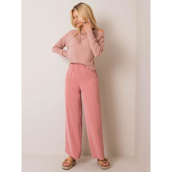 Fashionhunters RUE PARIS Różowe szerokie spodnie damskie