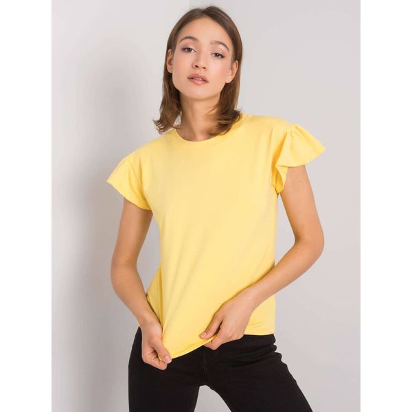 Fashionhunters RUE PARIS Żółta bawełniana bluzka