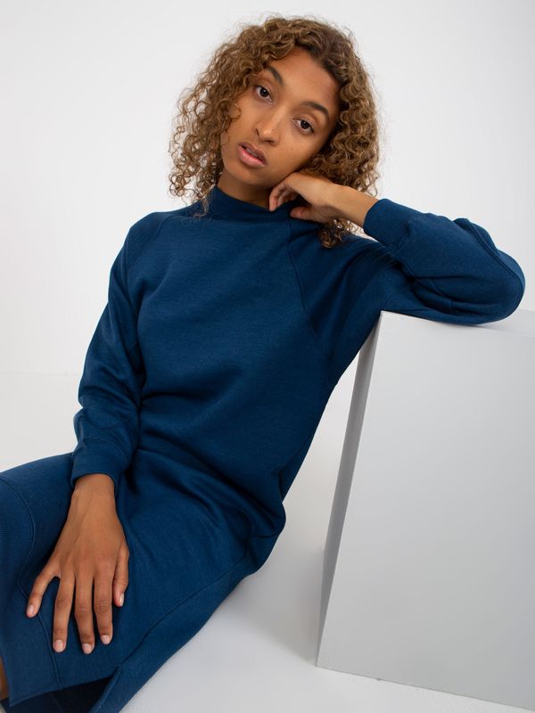 Fashionhunters Simple navy sweatshirt dress with turtleneck