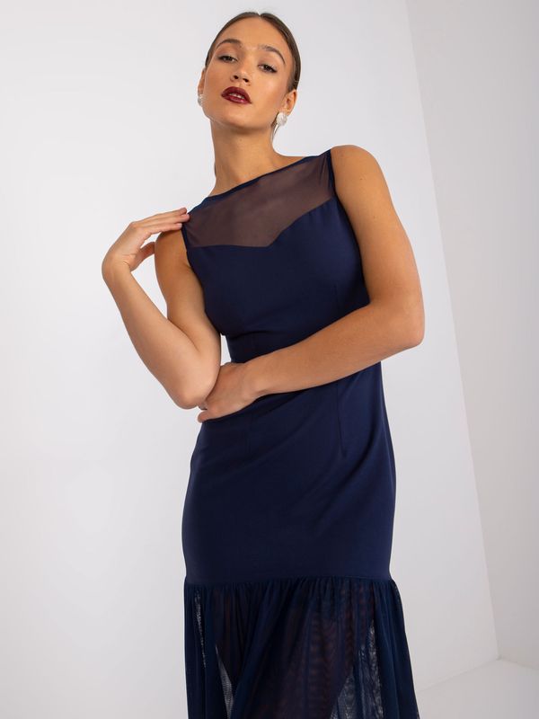 Fashionhunters Sophie dark blue midi sleeveless dress