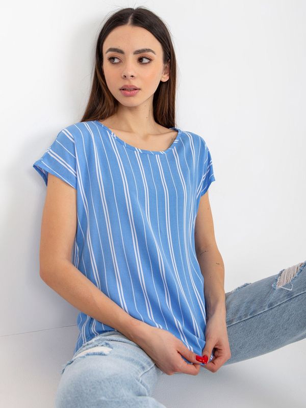 Fashionhunters SUBLEVEL blue striped blouse with short sleeves