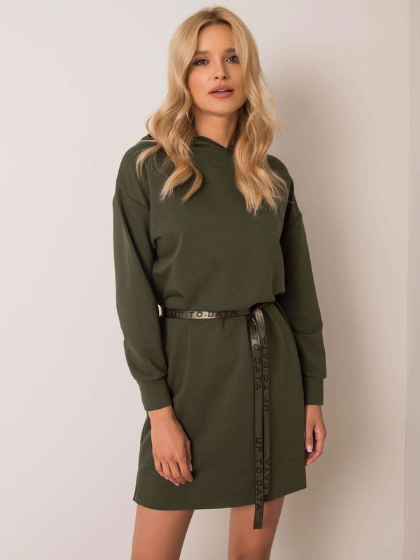 Fashionhunters Sukienka Khaki z kapturem