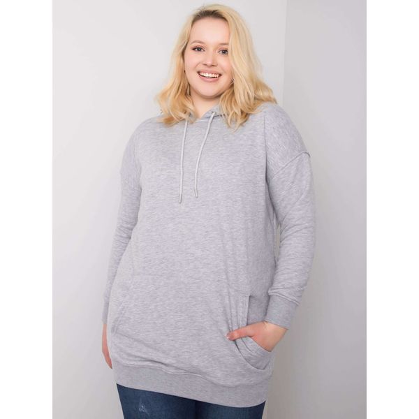 Fashionhunters Szara melanżowa bawełniana bluza z kapturem plus size