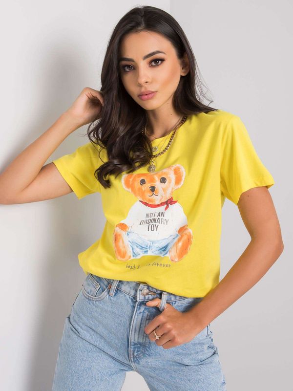 Fashionhunters T-shirt z żółtym nadrukiem