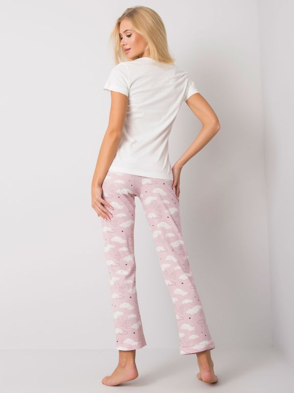Fashionhunters Two-piece white pajamas with print