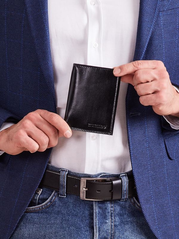 Fashionhunters Vertical black leather wallet