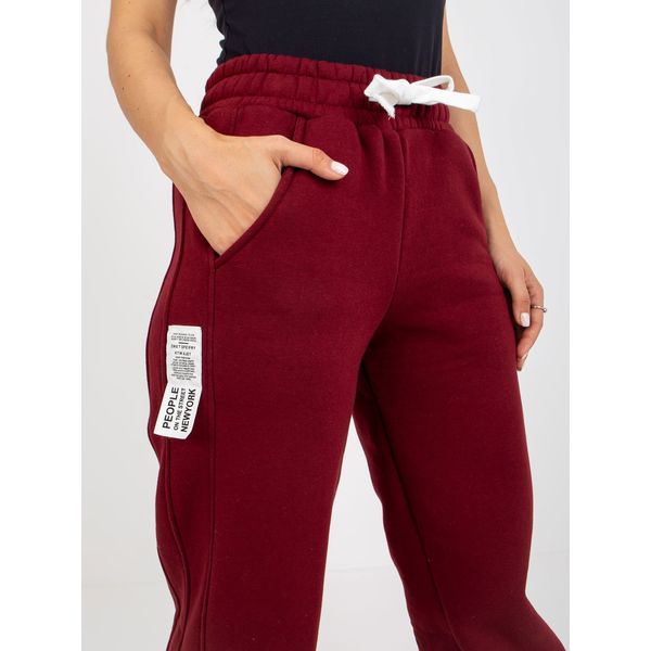 Fashionhunters Warm maroon jogger pants with welts