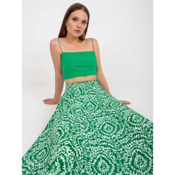 Fashionhunters White and green maxi skirt with flared RUE PARIS patterns