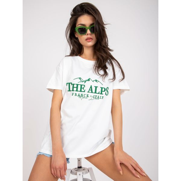Fashionhunters White and green one size t-shirt with embroidery