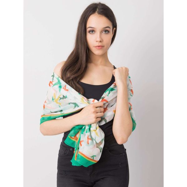 Fashionhunters White and green scarf with a colorful print