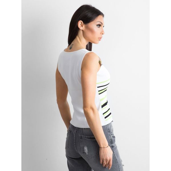 Fashionhunters White and green striped top