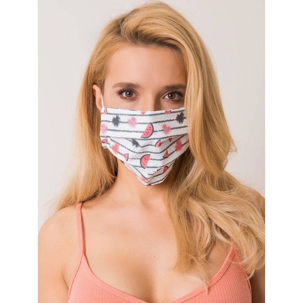 Fashionhunters White and pink protective mask with imprint