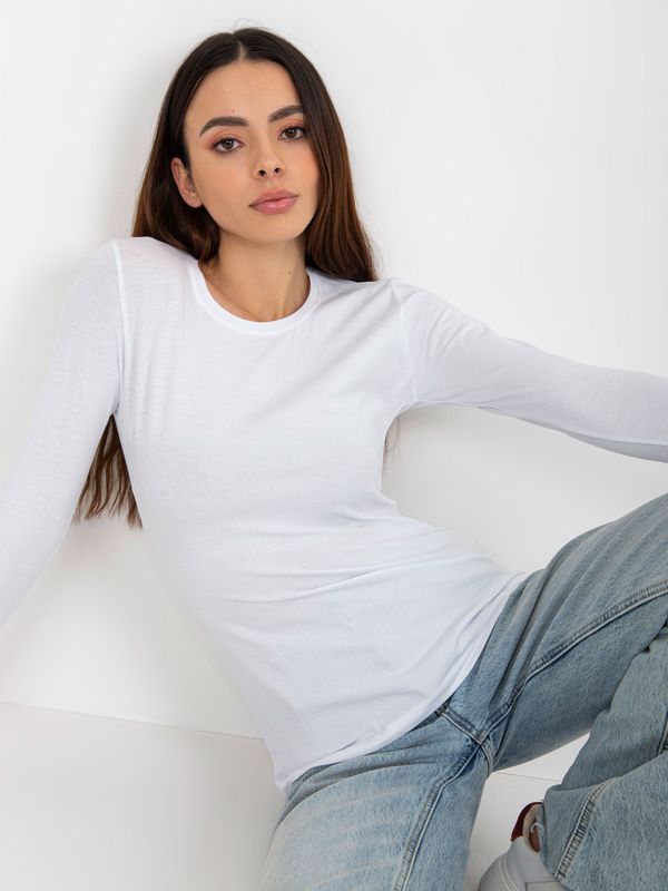 Fashionhunters White cotton base blouse with long sleeves