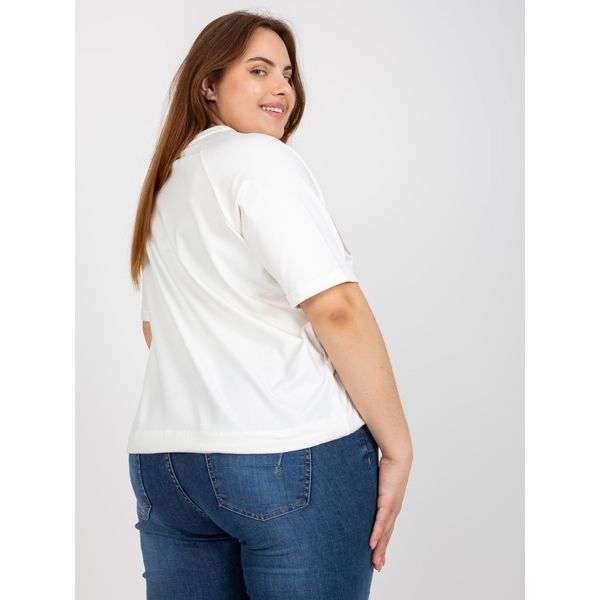 Fashionhunters White cotton plus size blouse with a slogan