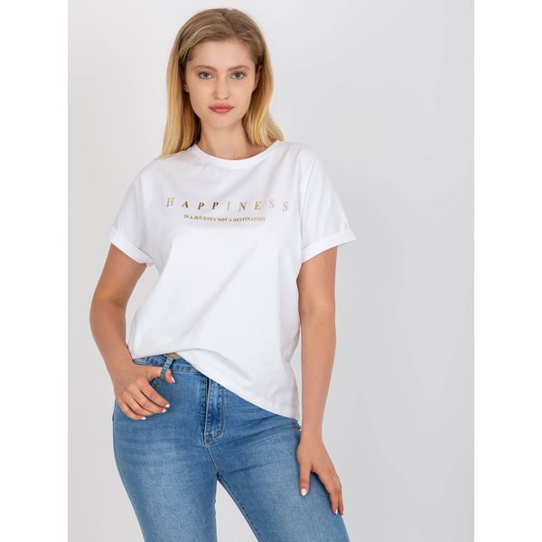 Fashionhunters White cotton plus size t-shirt with short sleeves