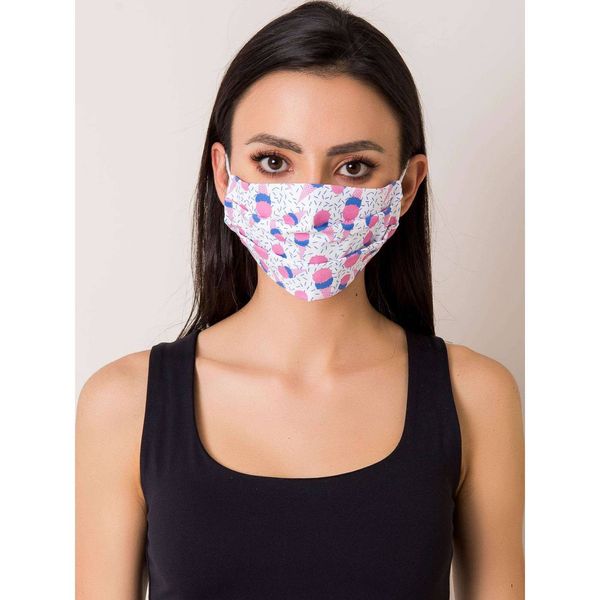 Fashionhunters White cotton protective mask with an imprint