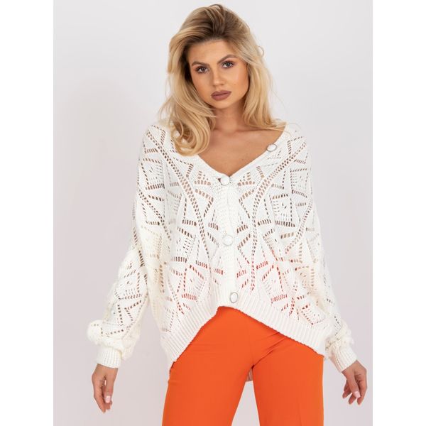 Fashionhunters White openwork sweater with button closure RUE PARIS