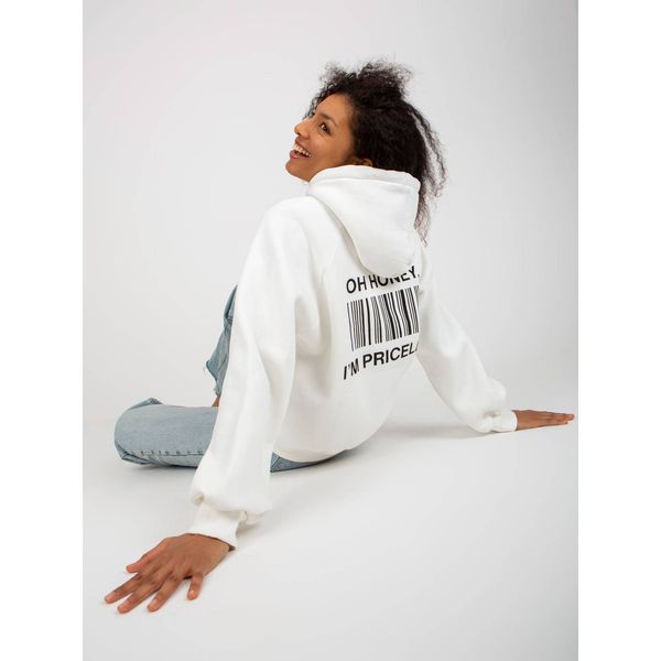 Fashionhunters White oversize sweatshirt with a print on the back