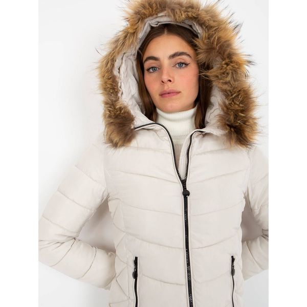 Fashionhunters White quilted transitional jacket with a hood