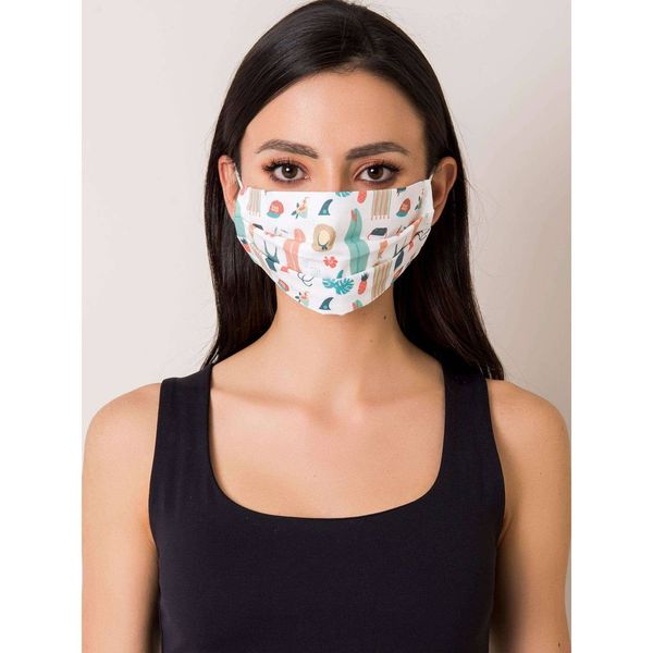 Fashionhunters White, reusable cotton mask with an imprint