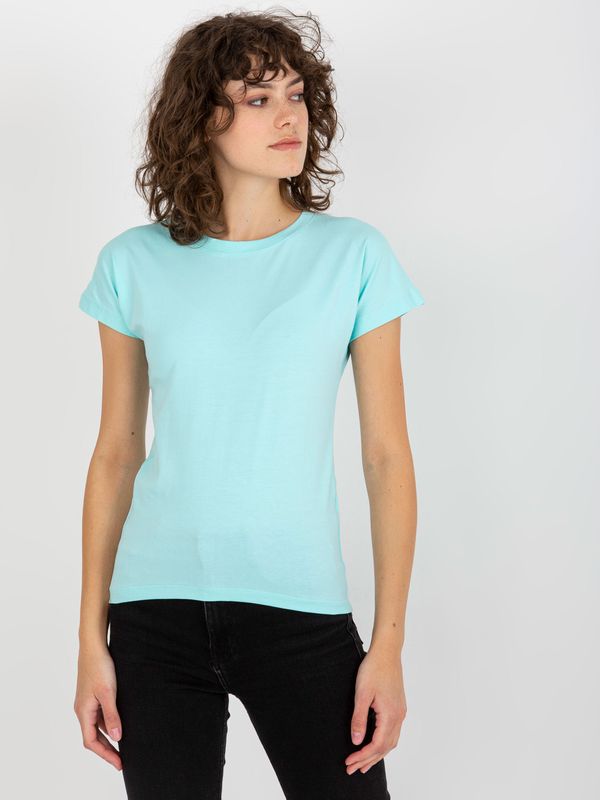 Fashionhunters Women's Basic T-shirt with Round Neckline - blue