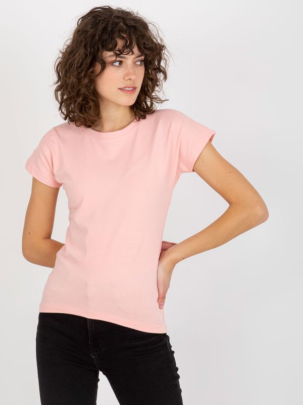 Fashionhunters Women's basic T-shirt with round neckline - pink