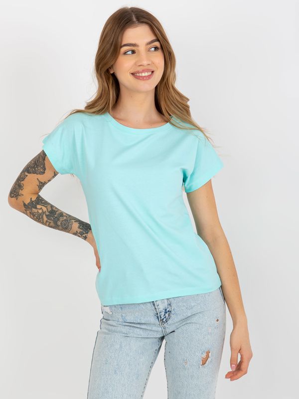 Fashionhunters Women's Basic T-Shirt with Short Sleeves - Blue