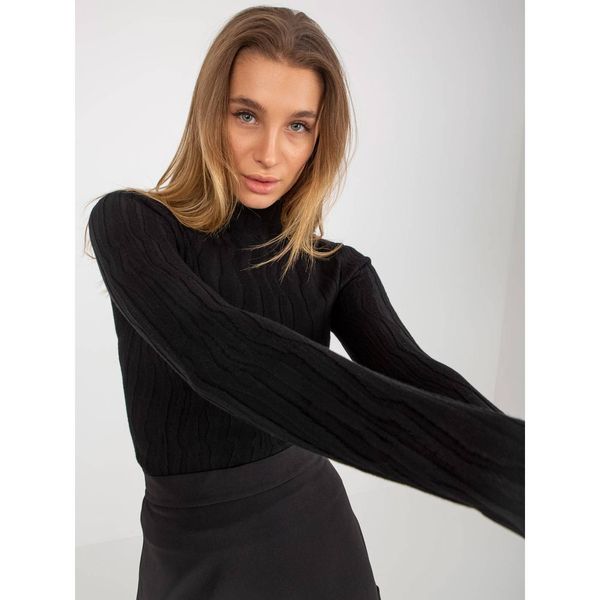 Fashionhunters Women's black fitted turtleneck sweater
