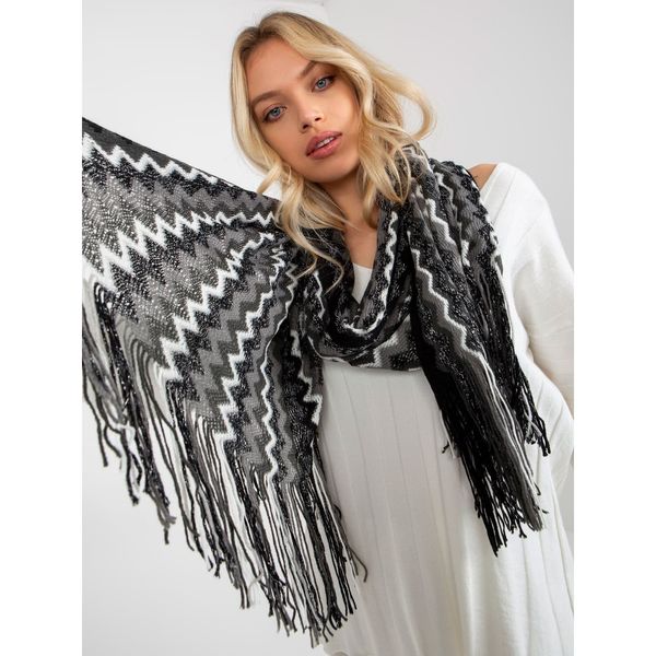 Fashionhunters Women's black patterned scarf with shiny thread