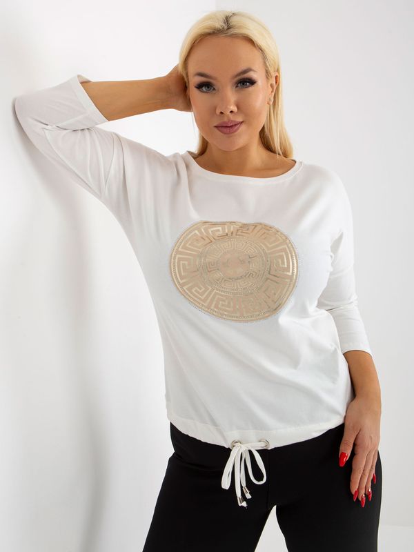 Fashionhunters Women's blouse plus size with print - white