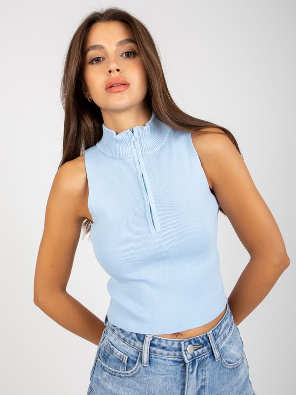 Fashionhunters Women's blue top with zip closure