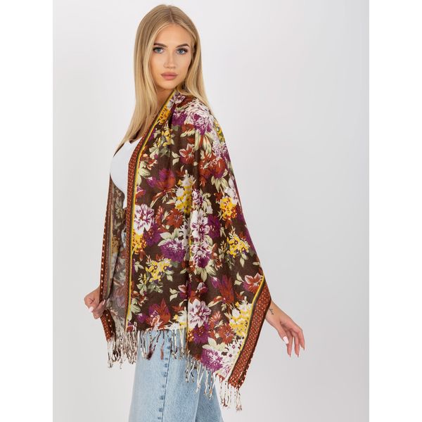 Fashionhunters Women's brown scarf with flowers