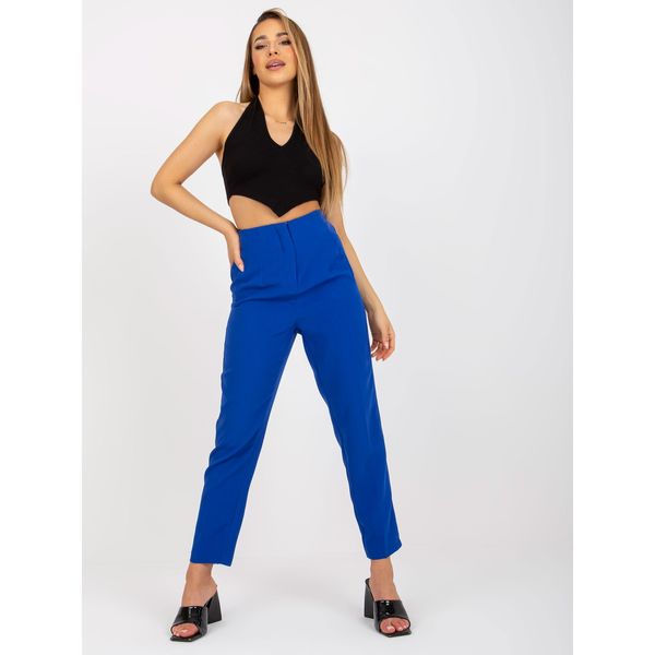 Fashionhunters Women's cobalt suit trousers with a straight leg
