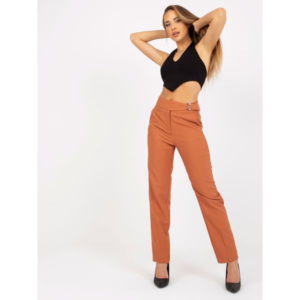 Fashionhunters Women's copper pants made of fabric with pockets