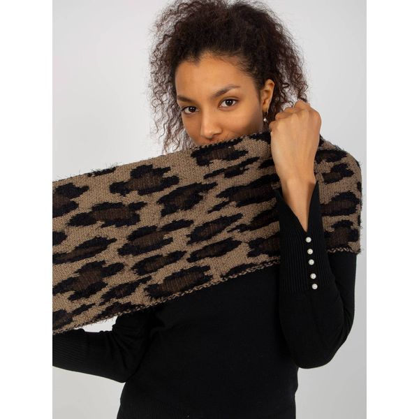 Fashionhunters Women's dark beige and black leopard print winter scarf