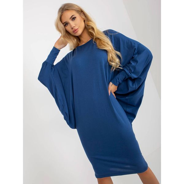 Fashionhunters Women's dark blue viscose bat dress