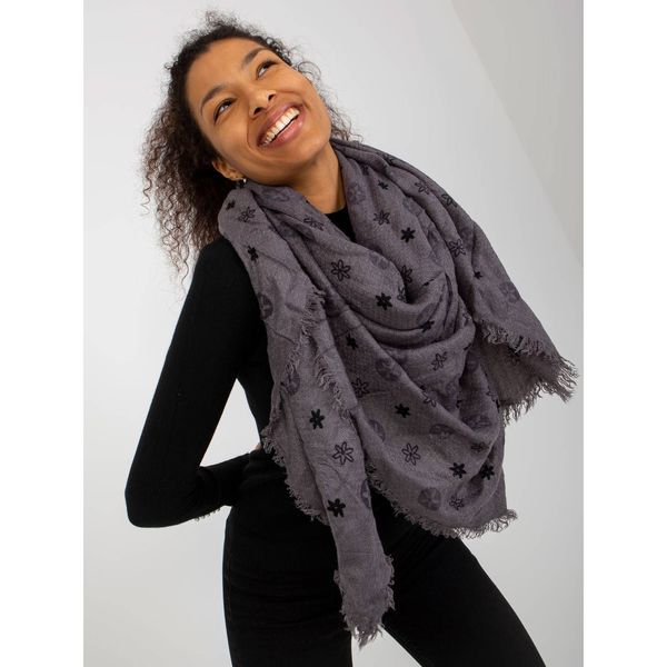 Fashionhunters Women's dark gray scarf with prints