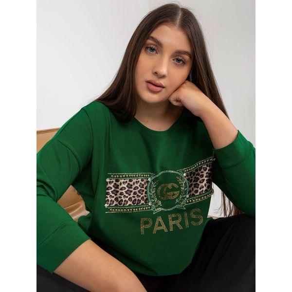 Fashionhunters Women's dark green blouse with jets