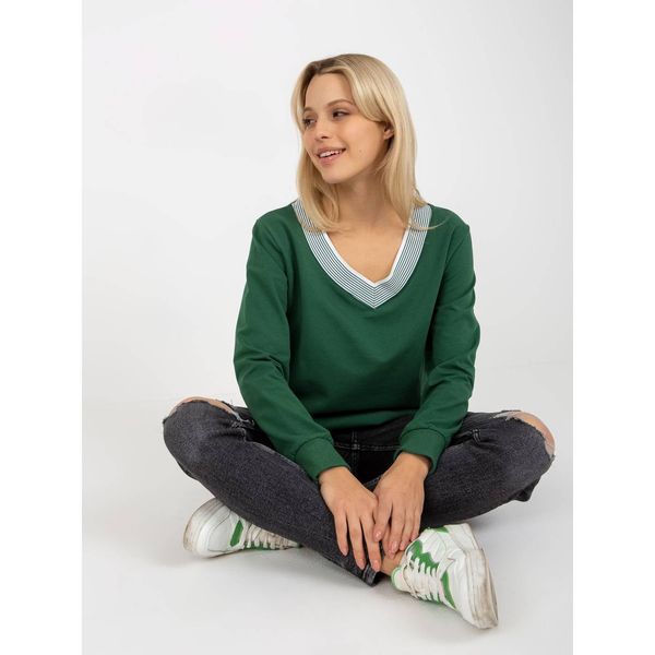 Fashionhunters Women's dark green blouse with long sleeves