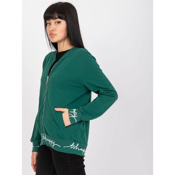 Fashionhunters Women's dark green cotton bomber sweatshirt