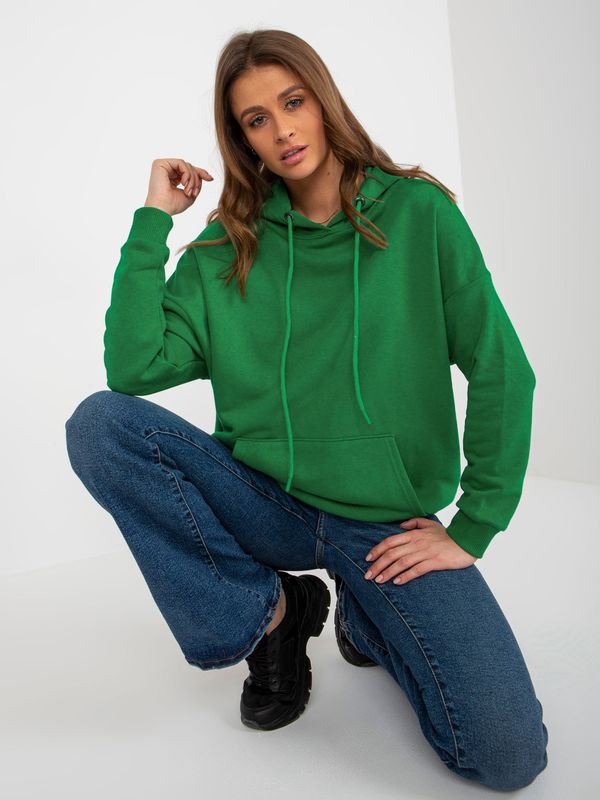 Fashionhunters Women's dark green kangaroo hoodie