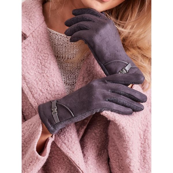 Fashionhunters Women's elegant gloves of dark gray color