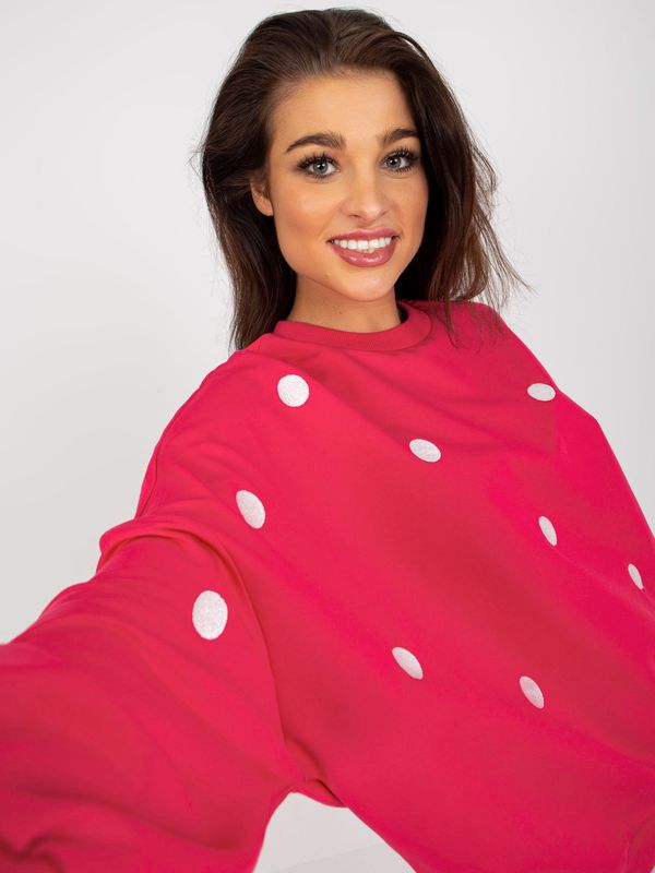 Fashionhunters Women's Fuchsia polka dot hoodie