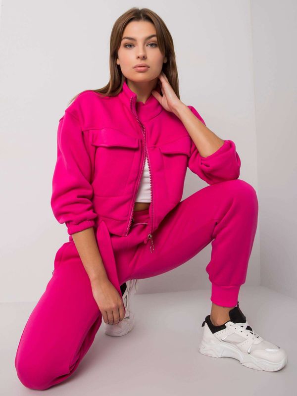 Fashionhunters Women's Fuchsia Sweatshirt with Zip Closure