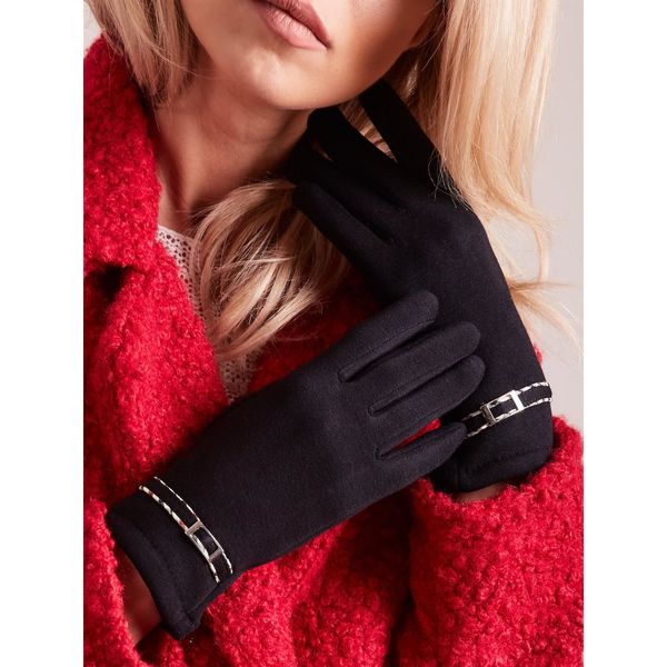 Fashionhunters Women's gloves with a black buckle
