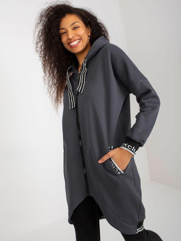 Fashionhunters Women's graphite long zip sweatshirt from Mayar