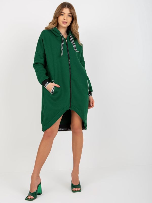 Fashionhunters Women's Long Zipper Sweatshirt - Green